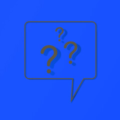 Fototapete - Question mark with shadow on blue background. message using. Square image. 3d image. 3d rendering.