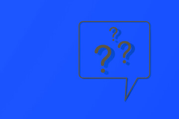 Fototapete - Question mark with shadow on blue background. message using. Horizontal image. 3d image. 3d rendering.