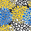 Abstract aster and chrysanthemum flowers. Seamless floral pattern with black background for decorative fabrics. 