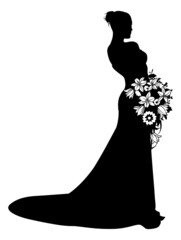 Wall Mural - Bride Bridal Wedding Dress Silhouette Woman Design