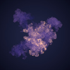 Aufkleber - Chemical explosion with neon colored smoke on dark background. Abstract design. 3d rendering digital illustration