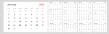 Calendar Template 2023. Yearly Planner. Week Starts On Monday.