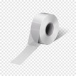 Clear rectangular label sticker roll on transparent background vector mock-up. Blank adhesive labels on bobbin realistic mockup