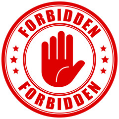 Sticker - Forbidden circular sign, stop hand gesture