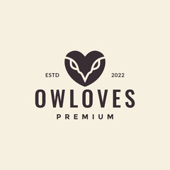 Wall Mural - love shape with head owl logo design vector graphic symbol icon illustration creative idea