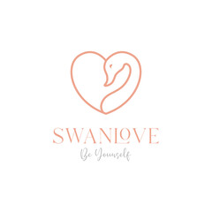 Wall Mural - line swan goose with love shape logo design vector graphic symbol icon illustration creative idea