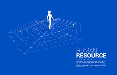 Poster - Silhouette of businessman walking on spider chart. Concept of perfect recruitment. Human Resource. put the right man on the right job.