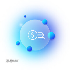Poster - Profit line icon. Income, statistics, dollar, make money, loss, bar chart, growth, decline. Business concept. Glassmorphism style. Vector line icon for Business and Advertising