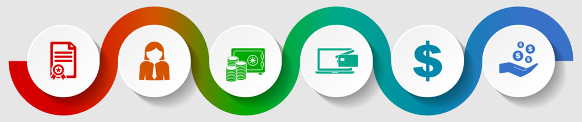 Leinwandbilder - Bank, business concept infographic vector template, shop flat design illustration