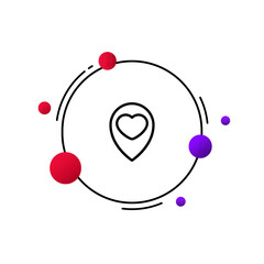 Poster - Map pointer with heart line icon. Favorite places on earth, planet, like, traveler, geolocation, location, gps. Travel concept. Vector line icon for Business and Advertising