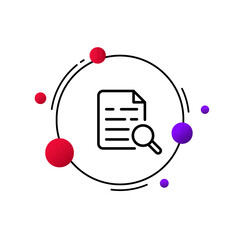 Poster - Document and magnifying glass line icon. Magnifier, work, search, research, employee, file, sheet of paper, information. Business concept. Vector line icon for Business and Advertising