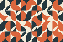 Vintage Groovy Geometric Pattern In A Funk Style. Abstract Retro Random Geo Shapes Composition Background