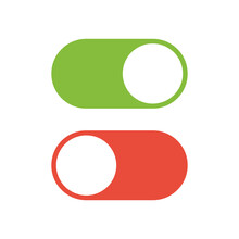 Button Line Icon. Green Power Button, Red Off Button, Key, Knob, Fastener, Tin Tack, Slider, Regulator, Controller. Website Concept. Vector Line Icon For Business And Advertising