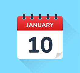 Wall Mural - January 10 date on calendar vector icon