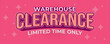 Warehouse clearance sale pink banner template