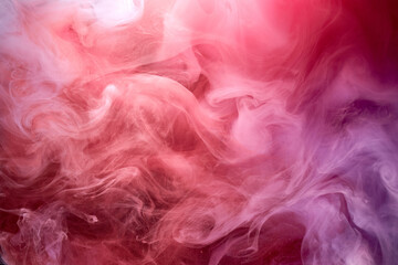 Wall Mural - Pink smoke ink background, colorful fog, abstract swirling touch ocean sea, acrylic paint pigment underwater