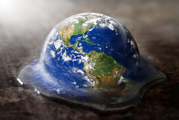 planet earth heats up and melts. climate change global warming conceptual theme.