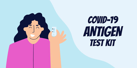 covid-19 antigen testing. banner diagnosis covid. flat illustration