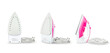 © Puttachat - set of steam iron isolated on white background. iron housework ironed electric tool clean white background. ironing steam housekeeping.