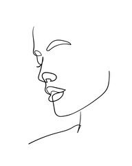 Wall Mural - One line drawing face. Abstract woman portrait. Modern minimalism art. - Vector illustration
