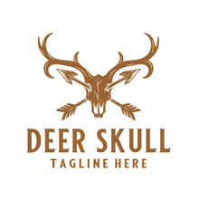 Deer Skull Logo Design Vector.