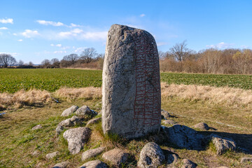 Wall Mural - Karlevistenen or Karlevi runestone on island Öland in Sweden