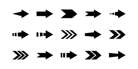 Fototapete - Set of black arrows. Collection of different arrows and pointers. Arrow flat style isolated on white background. Vector illustration.