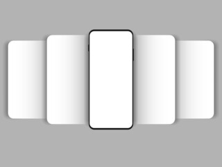 Modern phone with blank app screens mockup. Interface carusel. Vector illustration.