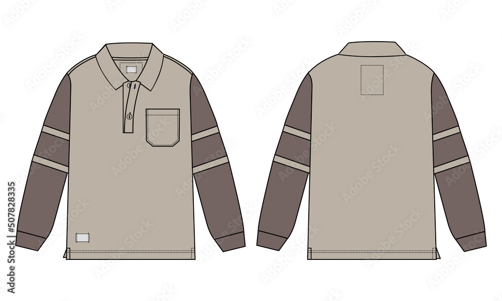 Long sleeve polo shirt vector illustration template front and back ...