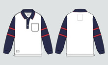 Long Sleeve Polo Shirt Vector Illustration Template Front And Back Views
