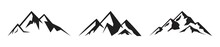 Mountains Landscape Silhouette Set. Set Of Black White Mountains. Abstract High Mountain Border Background Collection. Vector Illustration.