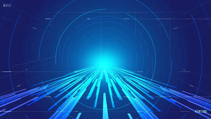 Aufkleber - Vertically extending blue lines and coils technology space background