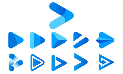 Poster - Abstract origami Play button logo in material design style. Application icon