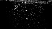 Water Bubbles Floating On Black Background Which Represent Refreshing Of Refreshment From Soda Or Carbonated Drink And Power Of Liquid That Splashing Or Fizzing With Blowing And Streaming By Air Pump.