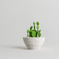 3d illustration of plant in stone potted isolated on white background