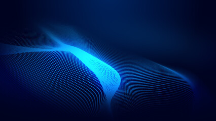 Wall Mural - Abstract dot blue wave gradient texture technology background.