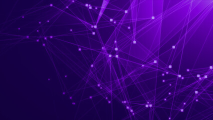 Fototapete - Abstract purple violet polygonal 3d rendering network technology background.