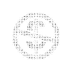 The no dollar symbol filled with black dots. Pointillism style. Vector illustration on white background