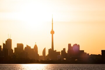 Wall Mural - Toronto s skyline at dusk as seen from Centre Island