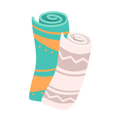 Poster - Rolled carpets semi flat color vector object. Full sized item on white. Home decoration. Persian rug sold at bazaar simple cartoon style illustration for web graphic design and animation