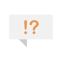 Poster - Speech box with exclamatory and question mark semi flat color vector object. Full sized item on white. Emotional message simple cartoon style illustration for web graphic design and animation