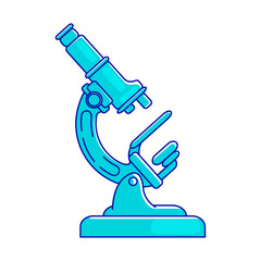 Poster - Microscope semi flat color vector element. Full sized object on white. Laboratory instrument. Magnification and observation simple cartoon style illustration for web graphic design and animation