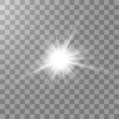 Wall Mural - bright shining sun isolated on transparent background. glow light effect. vector illustration