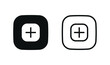 Add, new, plus icon symbol - create icons, more button. add to favorites. Save playlist icon button. add to cart icon in filled, thin line, outline and stroke style for apps and website