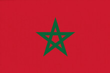 Flag Of Morocco. Flag On Fabric Surface. Fabric Texture