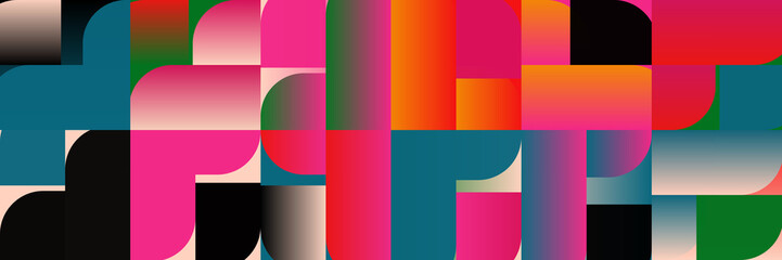 Aufkleber - neon colored abstract pattern graphics made with vector geometric shapes and elements