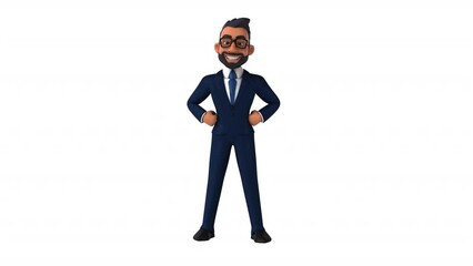 Wall Mural - Fun 3D cartoon animation of an indian businessman with alpha