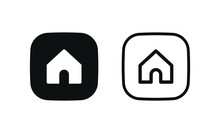 Web Home Icon For Apps And Websites, House Icon, Home Sign In Circle Or Main Page Icon In Filled, Thin Line, Outline And Stroke Style For Apps And Website - Square Button