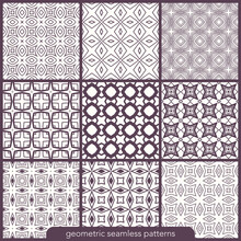 Set Of Seamless Patterns With Kaleidoscope Ornamental Design