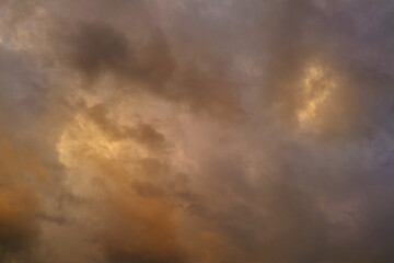 picturesque, dramatic stormy sky with dark clouds, approaching thunderstorm. Concept on theme of Severe Weather, natural disasters, hurricane, typhoon, tornado, storm, natural basis for designer